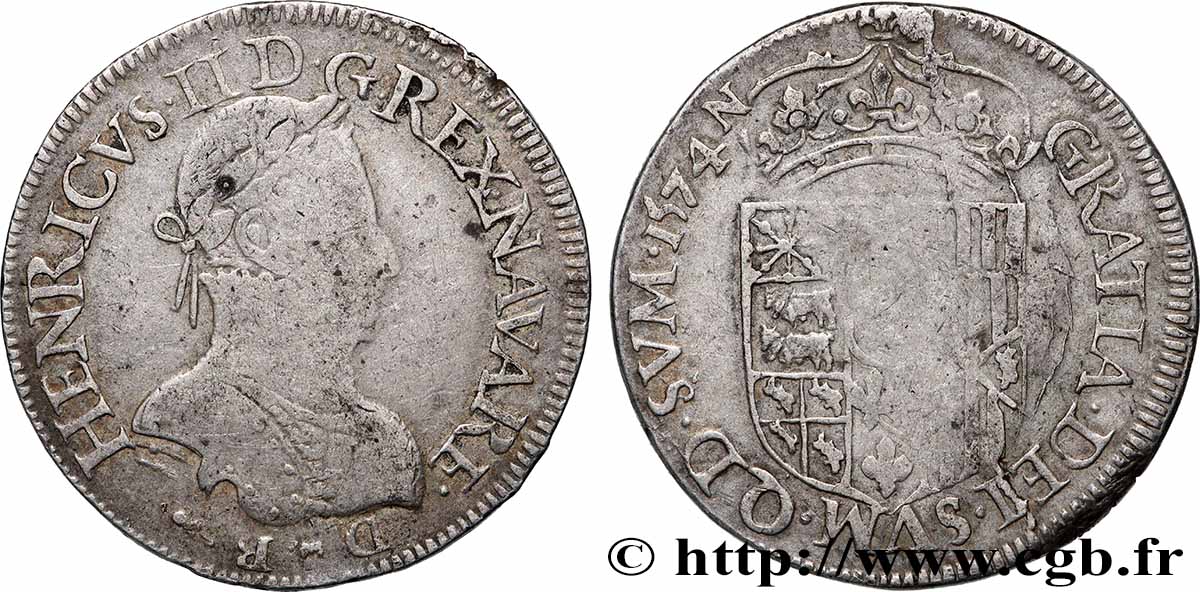 NAVARRE-BÉARN - HENRI III DE NAVARRE, II DE BÉARN Teston TB+