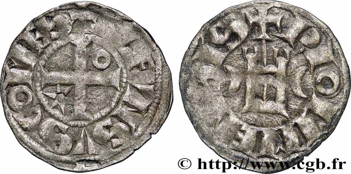 AUVERGNE - COMTÉ DE RIOM - ALPHONSE DE FRANCE Denier SS
