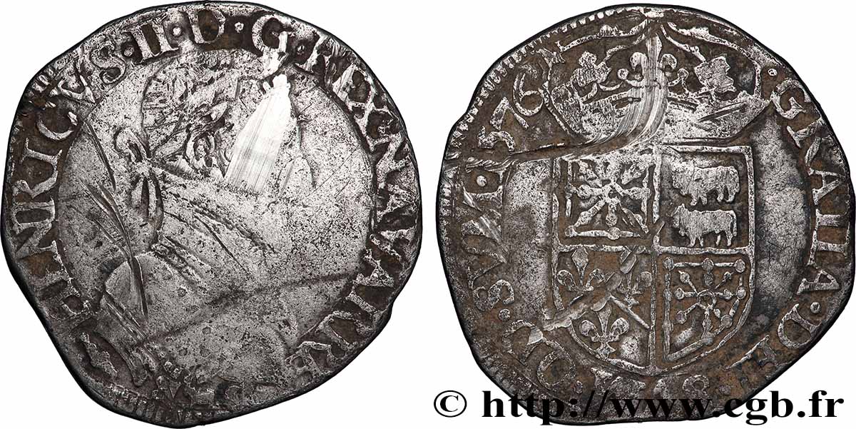 NAVARRE-BÉARN - HENRI III DE NAVARRE, II DE BÉARN Teston TB