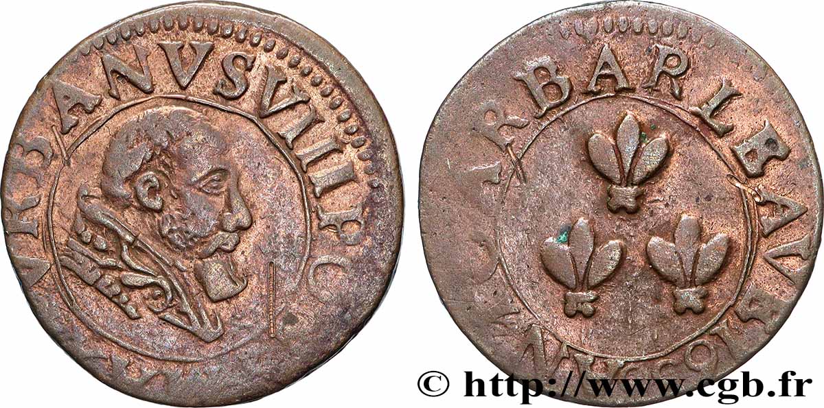 GRAFSCHAFT VENAISSIN - AVIGNON - URBAIN VIII (Maffeo Barberini) Double tournois ou quattrino SS