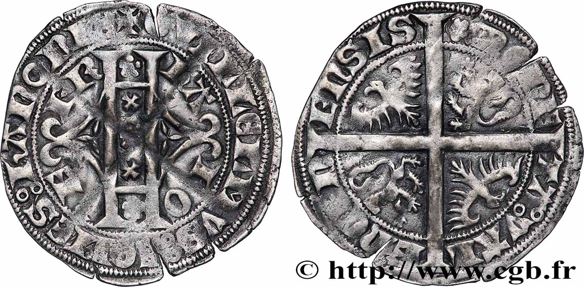 HAINAUT - COMTÉ DE HAINAUT - GUILLAUME III DE BAVIÈRE Plaque au lion ou double gros ou gros vaillant MBC