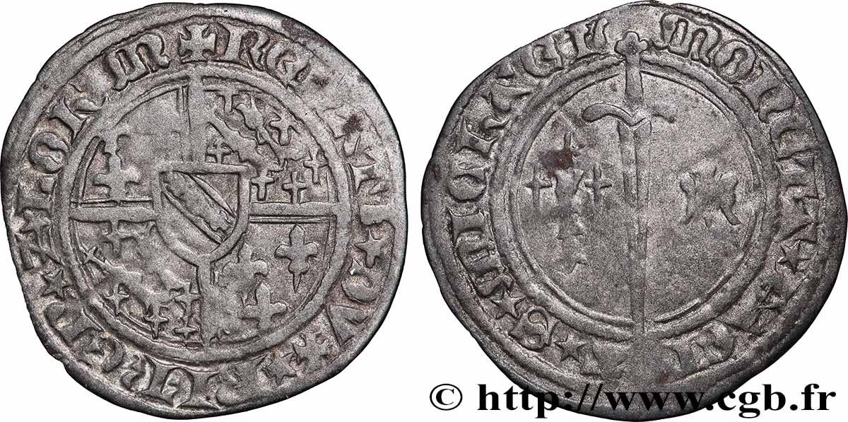 LORRAINE - DUCHÉ DE BAR - RENÉ Ier D&nbsp;ANJOU  Demi-gros d&nbsp;argent de Saint-Mihiel MBC+/MBC