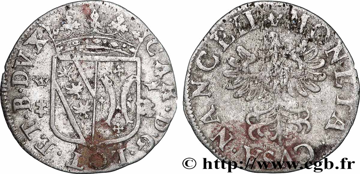 DUCHY OF LORRAINE - CHARLES IV Double denier ou gros lorrain XF/VF