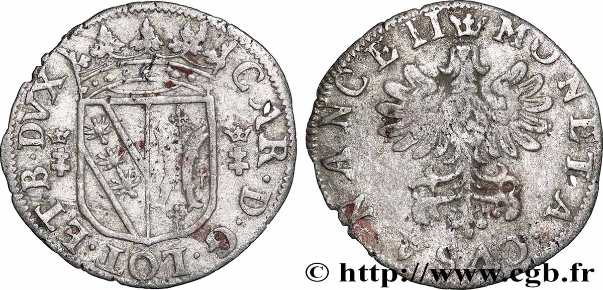 DUCHY OF LORRAINE - CHARLES IV Double denier ou gros lorrain XF/VF