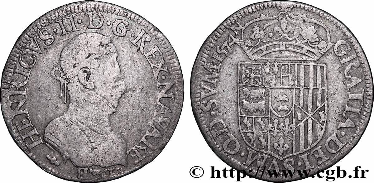 NAVARRE-BEARN - HENRY III Teston MB/BB