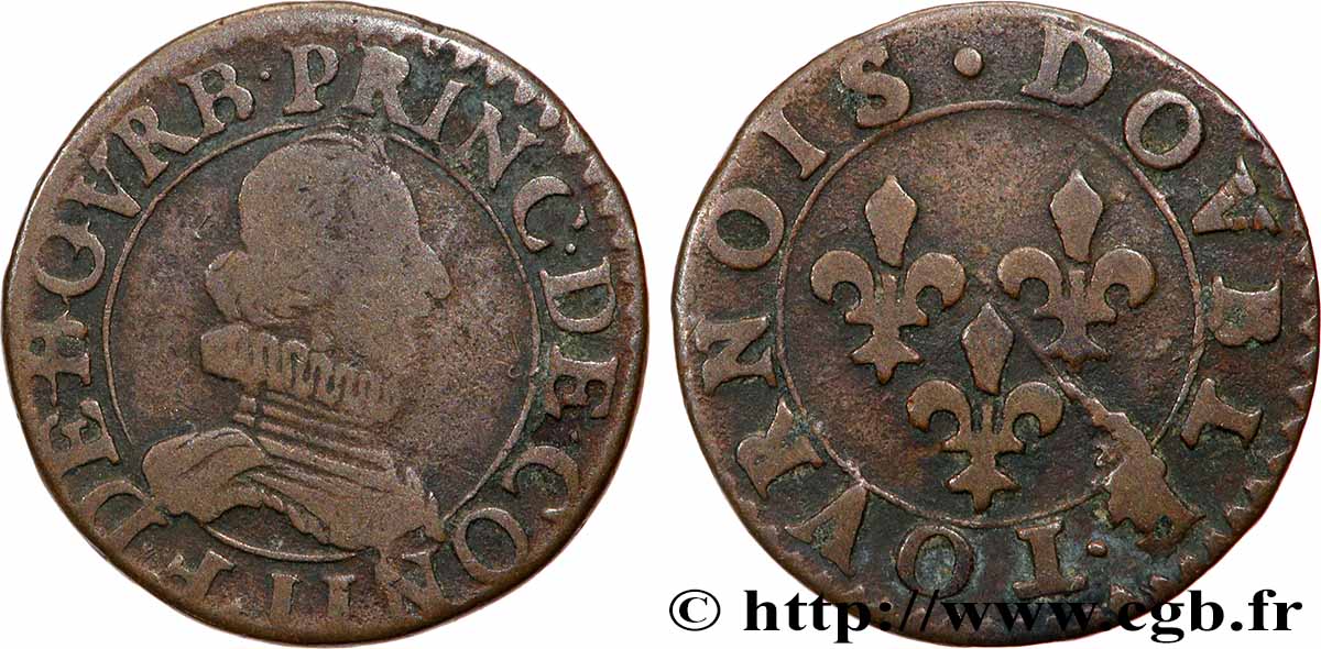 PRINCIPAUTÉ DE CHÂTEAU-REGNAULT - FRANÇOIS DE BOURBON-CONTI Double tournois, type 8 TB+