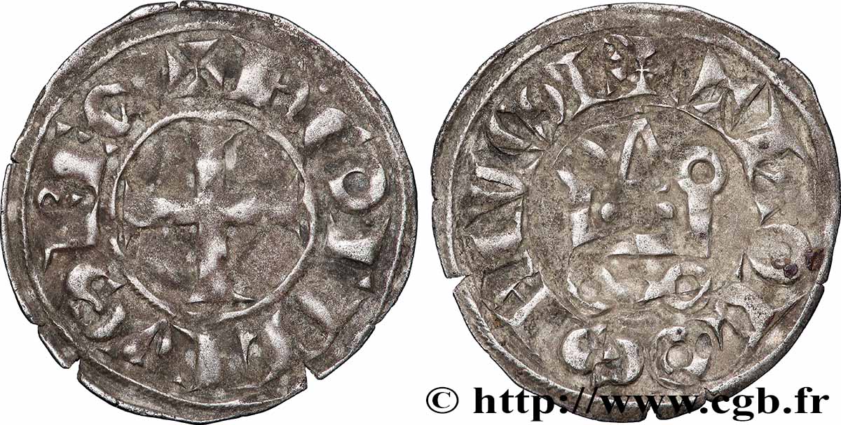 LANGUEDOC - COMTÉ DE TOULOUSE - ALPHONSE DE POITIERS Denier tournois TB+