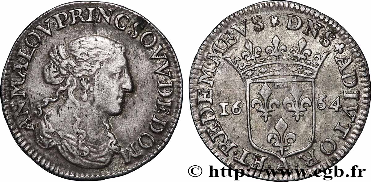 DOMBES - PRINCIPAUTÉ DE DOMBES - ANNE-MARIE-LOUISE D&nbsp;ORLÉANS Douzième d&nbsp;écu TTB/TTB+