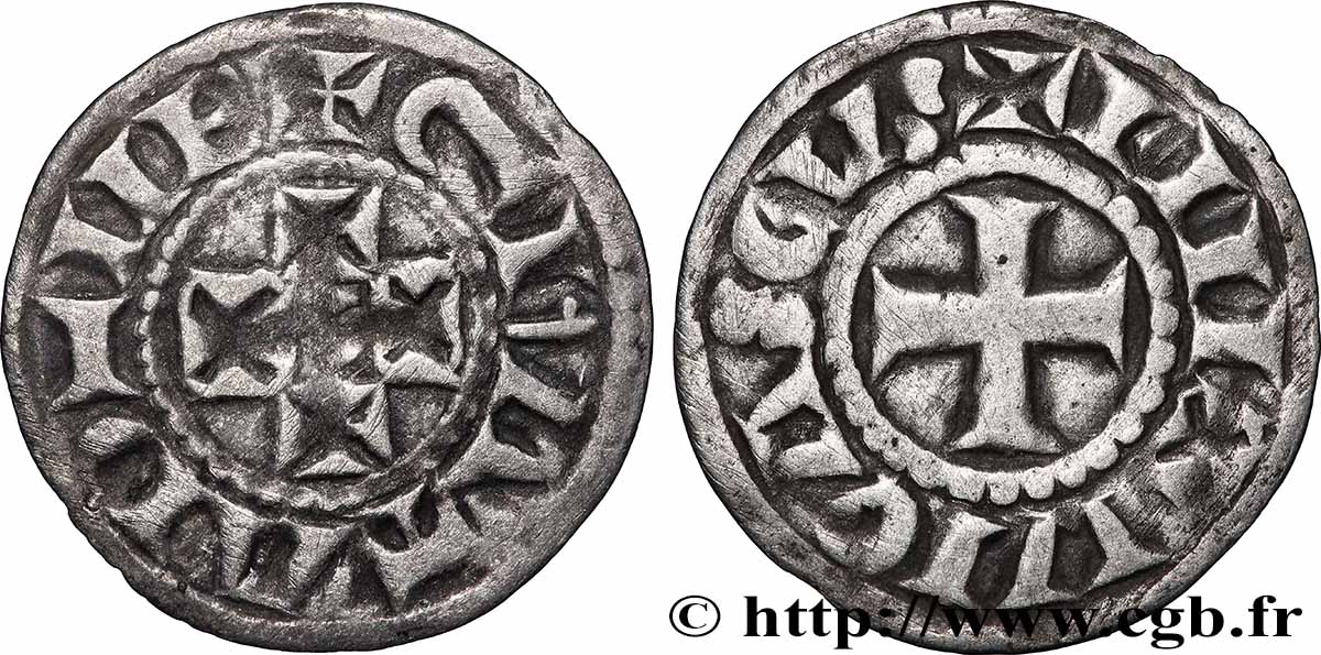 LIMOUSIN - LIMOGES - MONNAYAGE IMMOBILISÉ AU NOM D&nbsp;EUDES Denier TTB