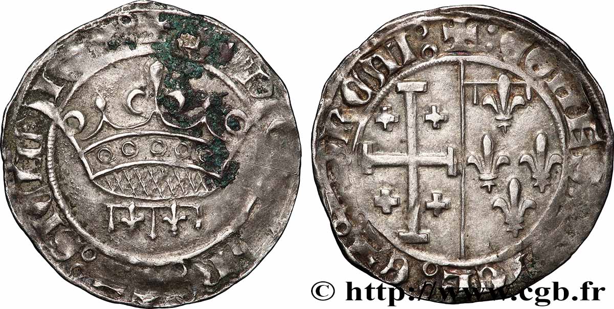 PROVENCE - COMTÉ DE PROVENCE - LOUIS II D&nbsp;ANJOU Gros ou sol coronat TTB/TTB+