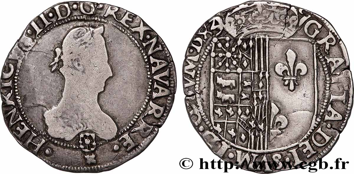NAVARRE-BEARN - HENRY III Franc VF/AU