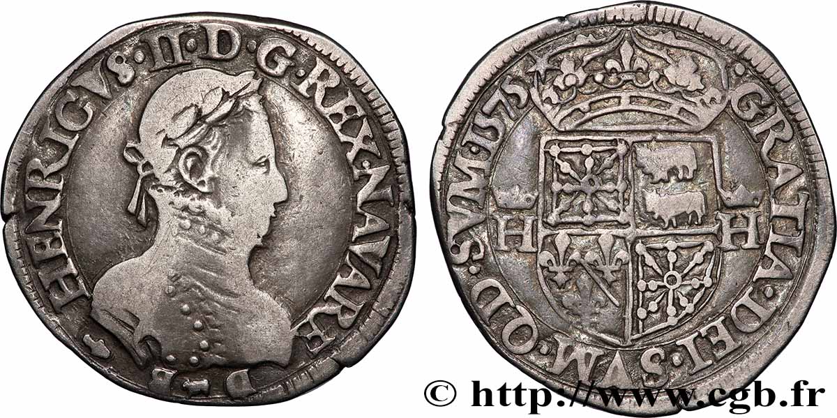 NAVARRE-BEARN - HENRY III Teston q.BB/BB