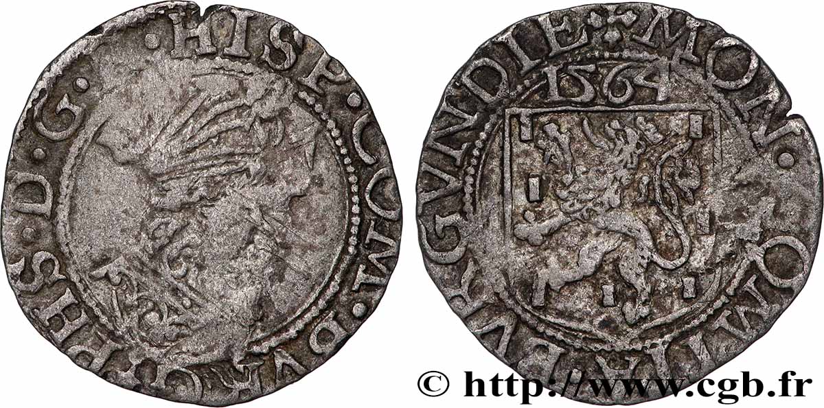 COUNTY OF BURGUNDY - PHILIP II OF SPAIN Carolus XF