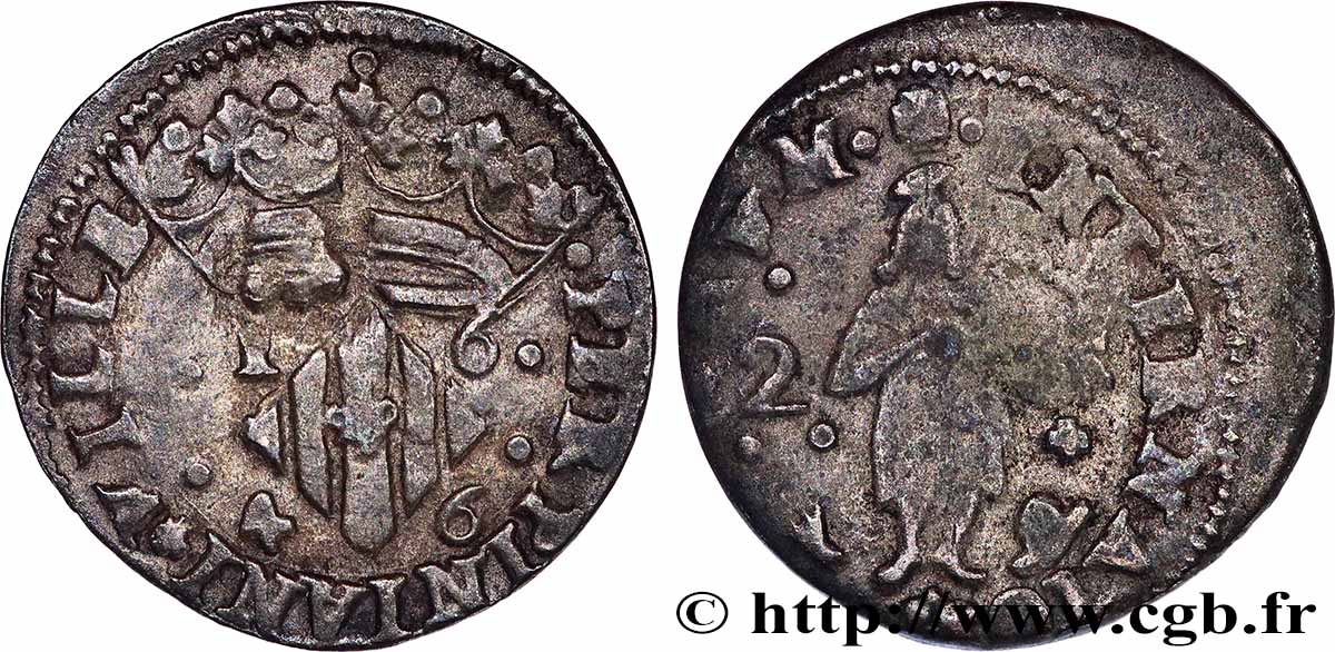 ROUSSILLON - VILLE DE PERPIGNAN - PHILIPPE III D&nbsp;ESPAGNE Double sol de billon BB/MB