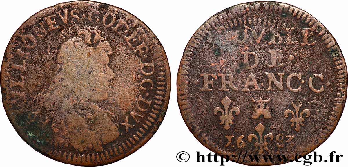 DUCHY OF BOUILLON - GODEFROY-MAURICE DE LA TOUR D&nbsp;AUVERGNE Double de France q.MB/MB
