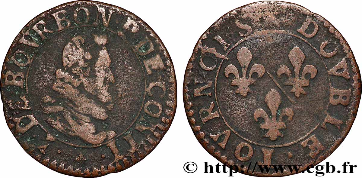 PRINCIPAUTY OF CHATEAU-REGNAULT - FRANCOIS OF BOURBON-CONTI Double tournois, type 8 MB