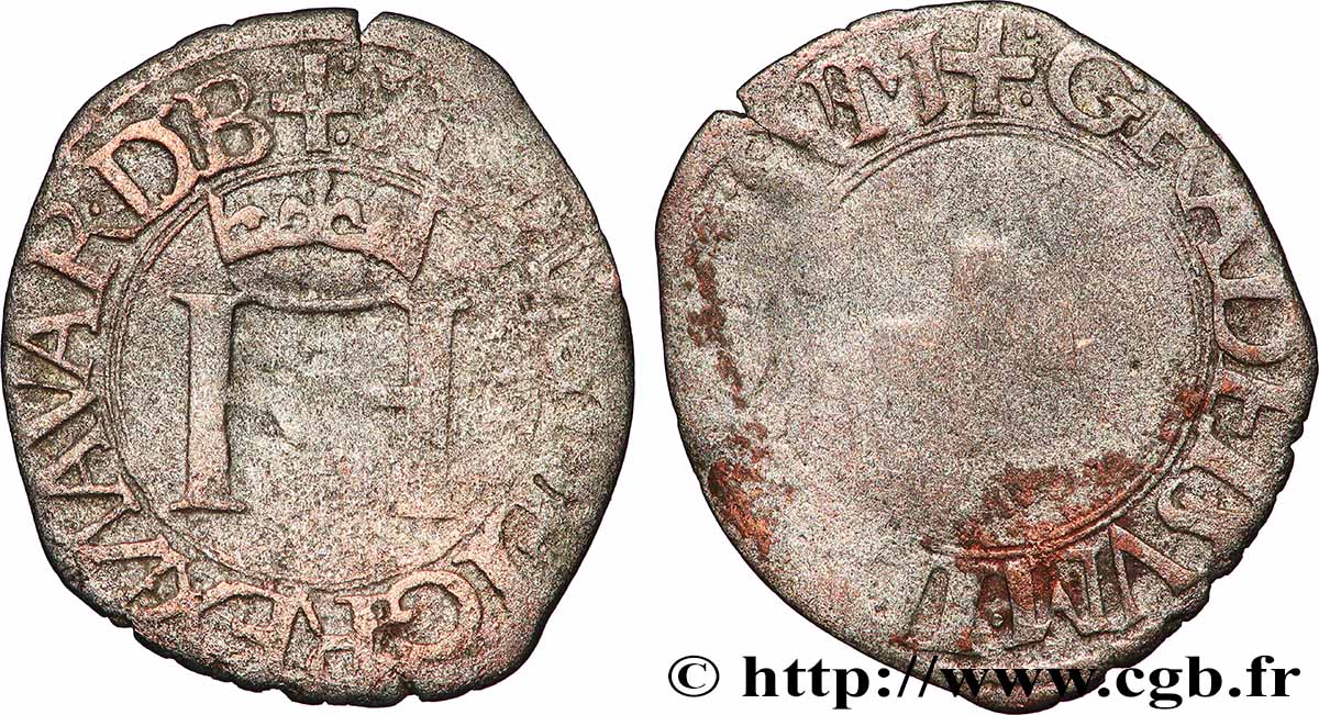 NAVARRE - KINGDOM OF NAVARRE - HENRI OF ALBRET Liard F/VG