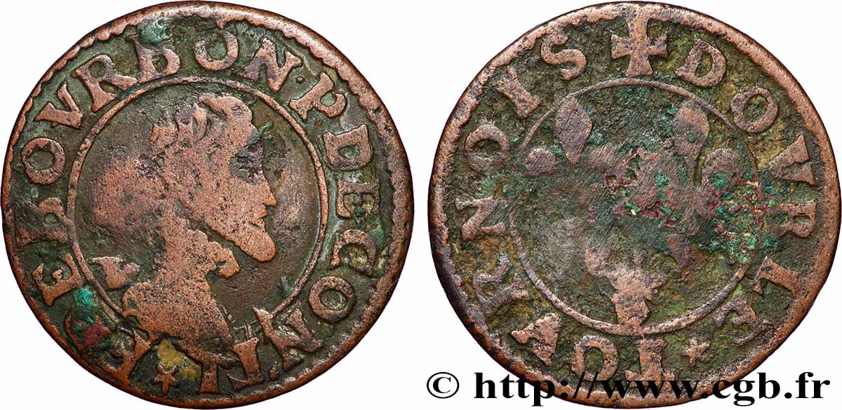 PRINCIPAUTÉ DE CHÂTEAU-REGNAULT - FRANÇOIS DE BOURBON-CONTI Double tournois, type 14, buste A B