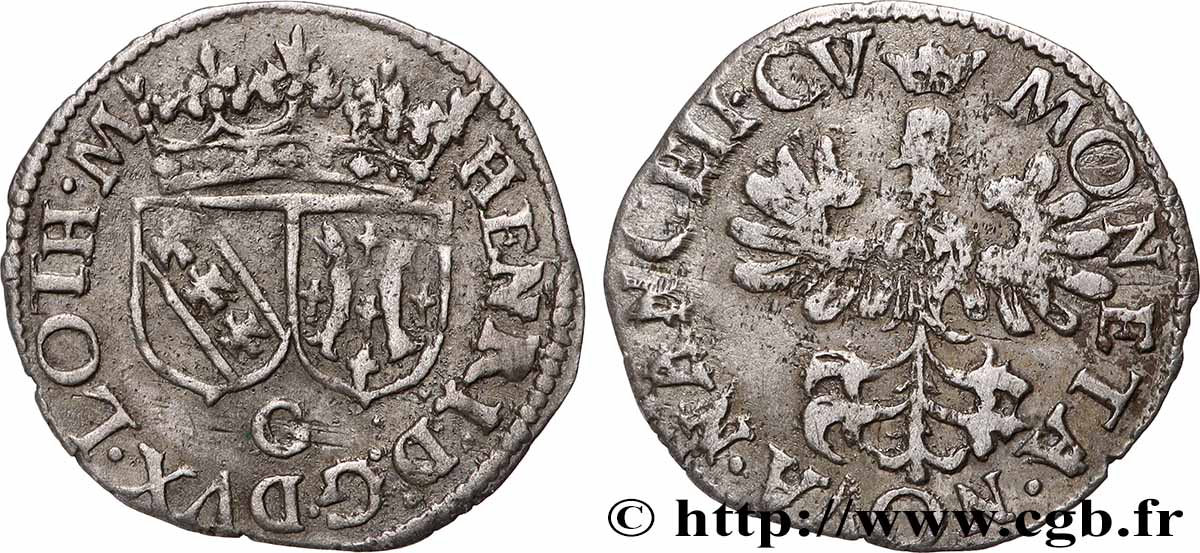 LORRAINE - DUCHÉ DE LORRAINE - HENRI II Double denier ou gros lorrain SS