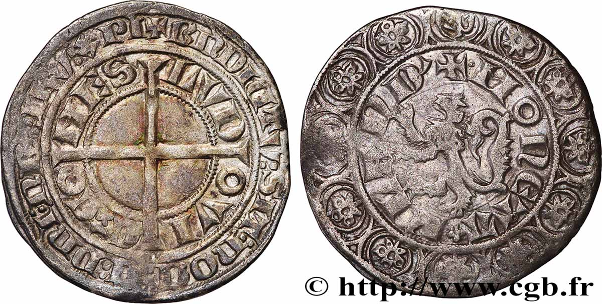 COUNTY OF FLANDRE - LOUIS II Gros compagnon au lion XF/VF