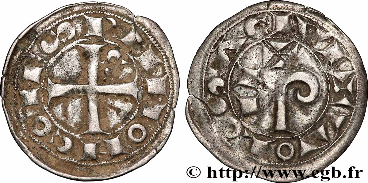 LANGUEDOC - COUNTY OF TOULOUSE - RAYMOND V, RAYMOND VI ou RAYMOND VII Denier ou raimondin XF
