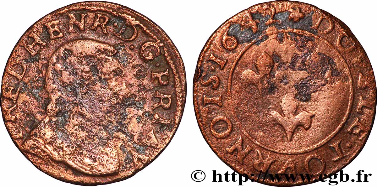 PRINCIPAUTY OF ORANGE - FREDERIC-HENRY OF NASSAU Double tournois, type 4 VF