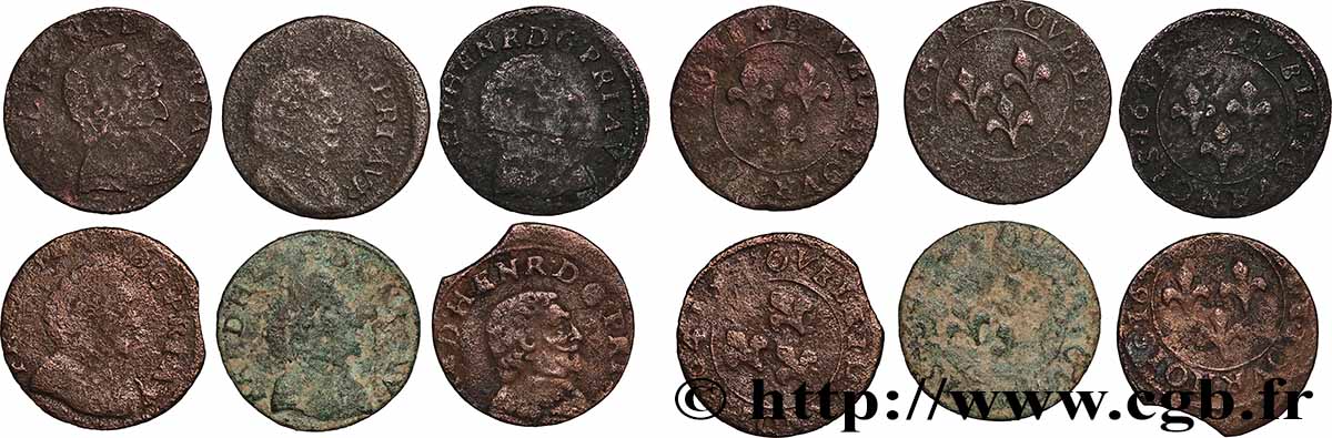 PRINCIPALITY OF ORANGE - FREDERICK HENRY OF NASSAU Double tournois, lot de 6 ex.  lot