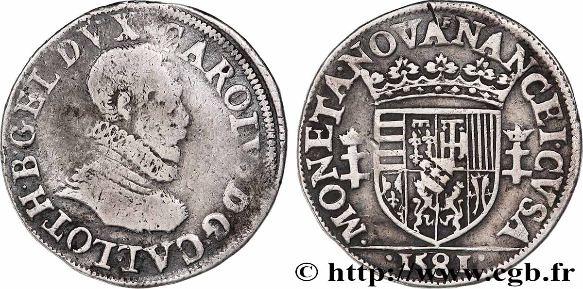 LORRAINE - DUCHÉ DE LORRAINE - CHARLES III LE GRAND DUC Teston, buste vieilli, col plat TB/TTB