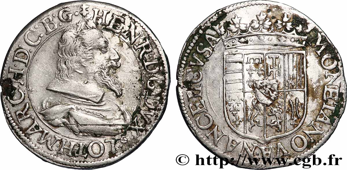 LORRAINE - DUCHÉ DE LORRAINE - HENRI II Teston BC+/MBC+