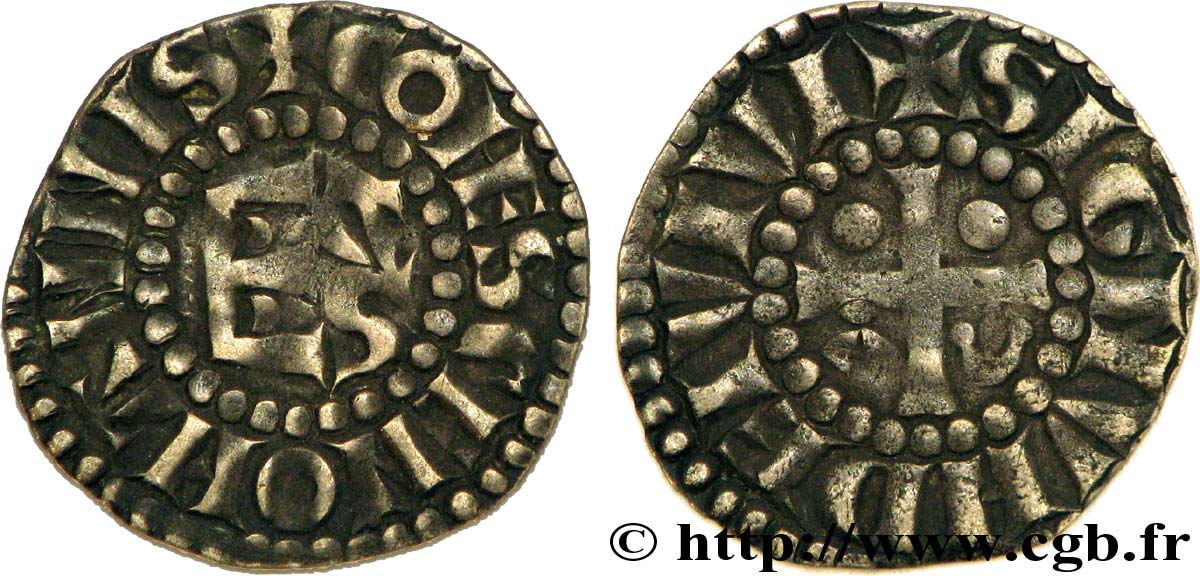 MAINE - COUNTY OF MAINE - COINAGE OF HERBERT I ÉVEILLE-CHIEN AND IMMOBILIZED IN HIS NAME Denier XF