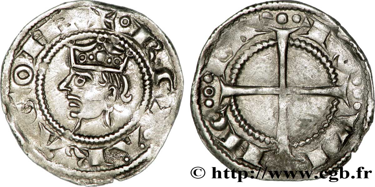 PROVENCE - COUNTY OF PROVENCE - ALFONSO II OF ARAGON (governor of Provence) Denier AU