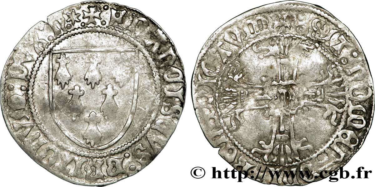 BRETAGNE - DUCHÉ DE BRETAGNE - FRANÇOIS II Gros à l écu TB+