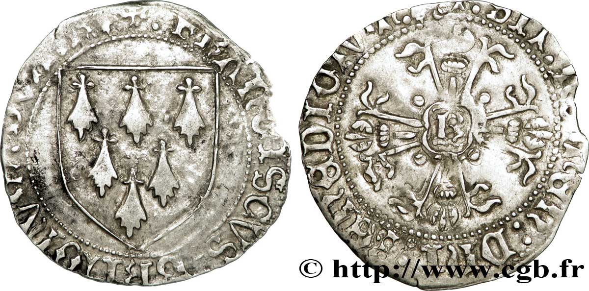 BRETAGNE - DUCHÉ DE BRETAGNE - FRANÇOIS II Gros à l écu TTB