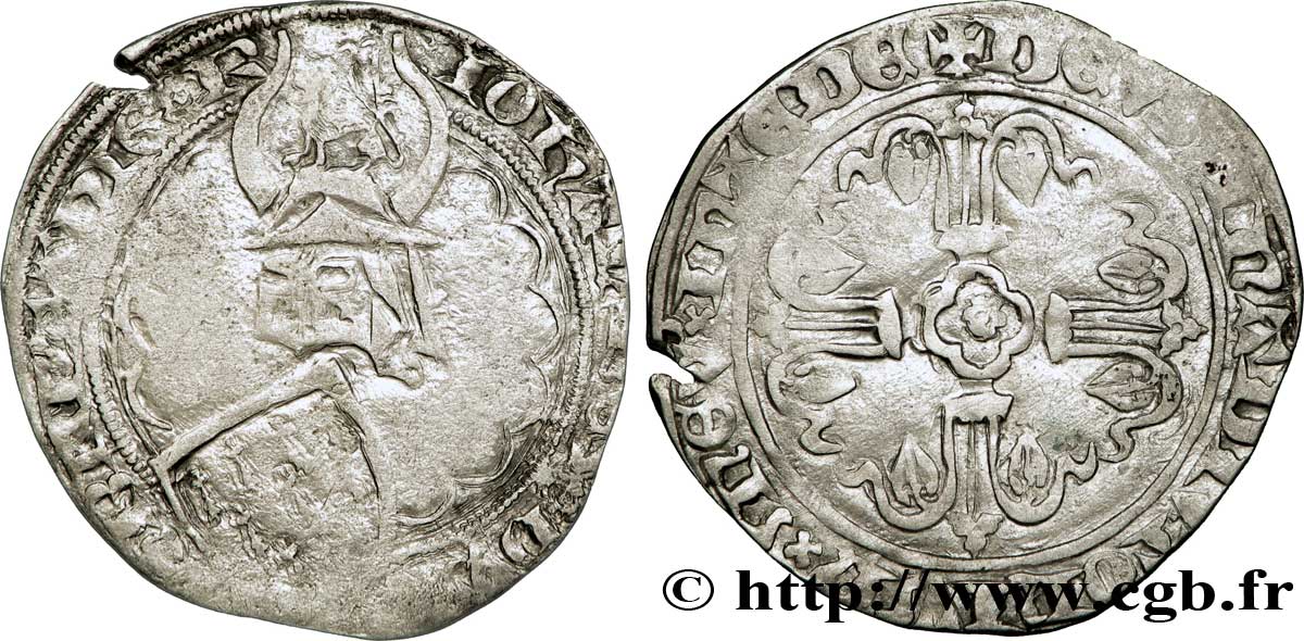 BRITTANY - DUCHY OF BRITTANY - JOHN IV OF MONTFORT Gros, 1er type XF