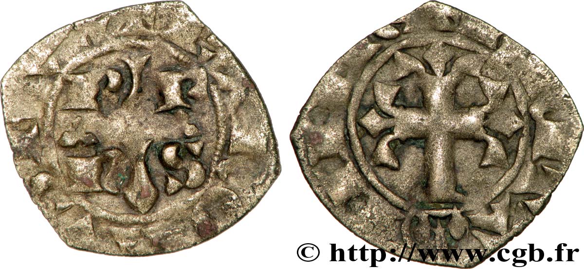 DUCHY OF BRITTANY - CHARLES OF BLOIS Double denier fSS