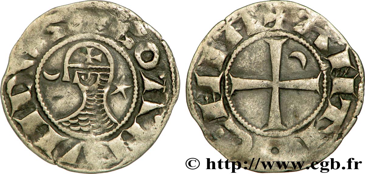 CROISADES - PRINCIPAUTÉ D ANTIOCHE - BOHÉMOND III Denier, classe E MBC
