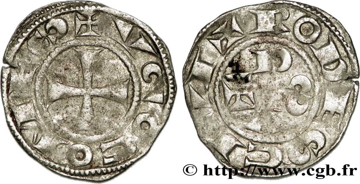 LANGUEDOC - COUNTY OF RODEZ - HUGUES II ANS HUGUES III Denier SS