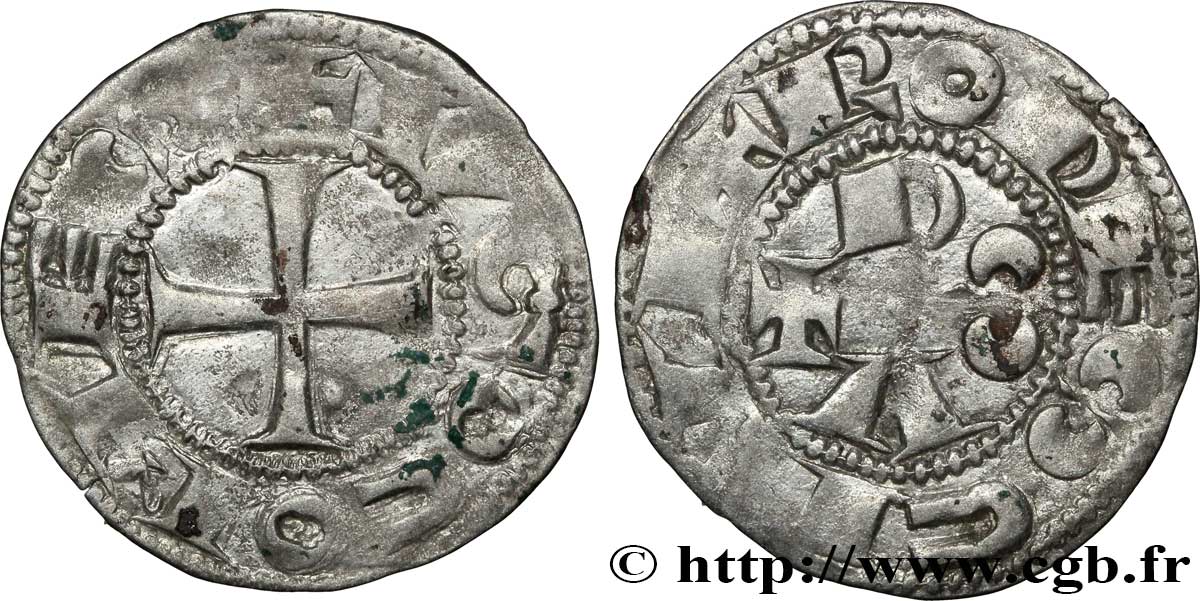 LANGUEDOC - COMTÉ DE RODEZ - HUGUES II et HUGUES III Denier TTB+/TTB