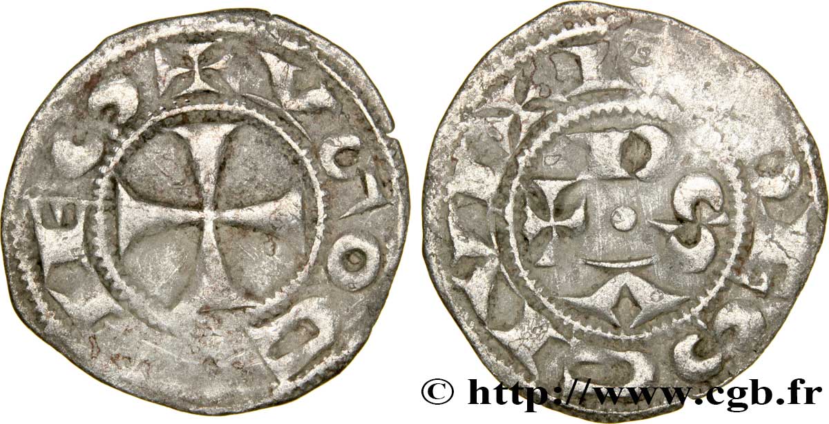 LANGUEDOC - COUNTY OF RODEZ - HUGUES II ANS HUGUES III Denier BC+