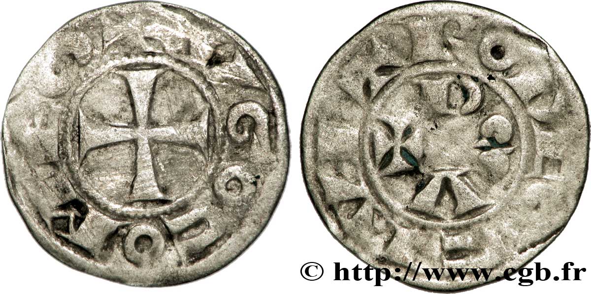 LANGUEDOC - COMTÉ DE RODEZ - HUGUES II et HUGUES III Denier TB+