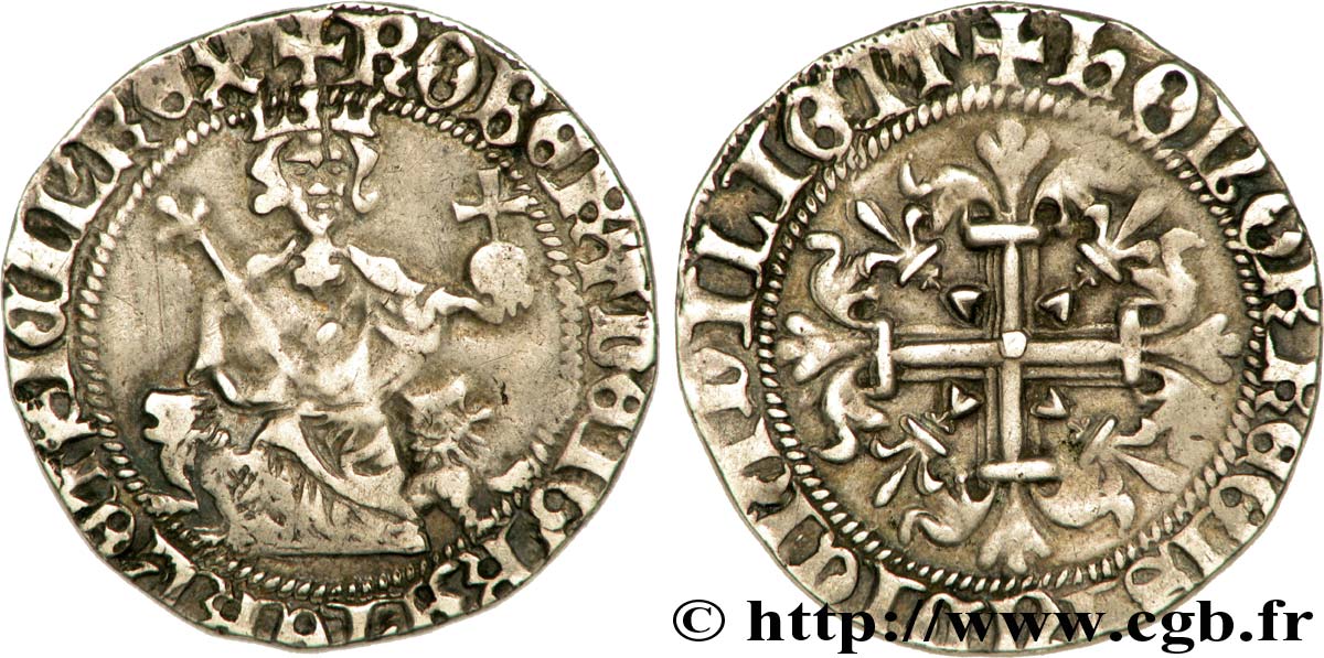 ITALY - KINGDOM OF NAPLES - ROBERT OF ANJOU Carlin d argent XF
