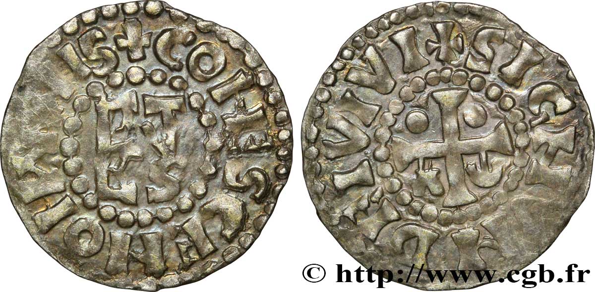 MAINE - COMTÉ DU MAINE - MONNAYAGE D&nbsp;HERBERT Ier ÉVEILLE-CHIEN ET IMMOBILISÉ À SON NOM Denier TTB+