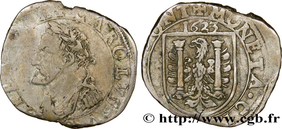 TOWN OF BESANCON - COINAGE STRUCK AT THE NAME OF CHARLES V Teston ou huit gros VF/VF