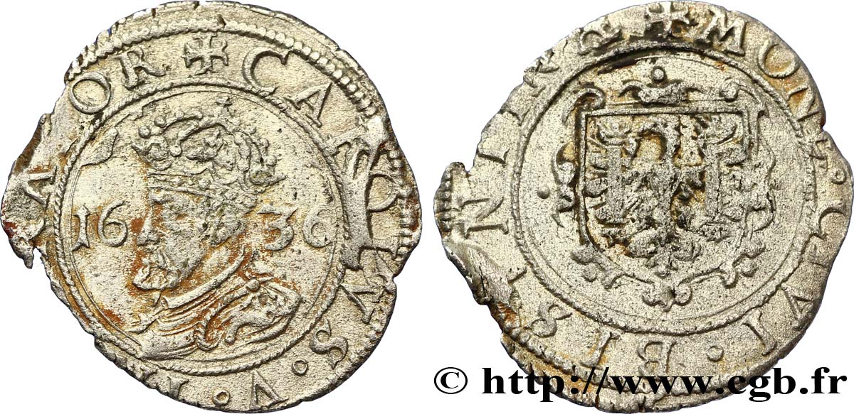 TOWN OF BESANCON - COINAGE STRUCK AT THE NAME OF CHARLES V Carolus VF