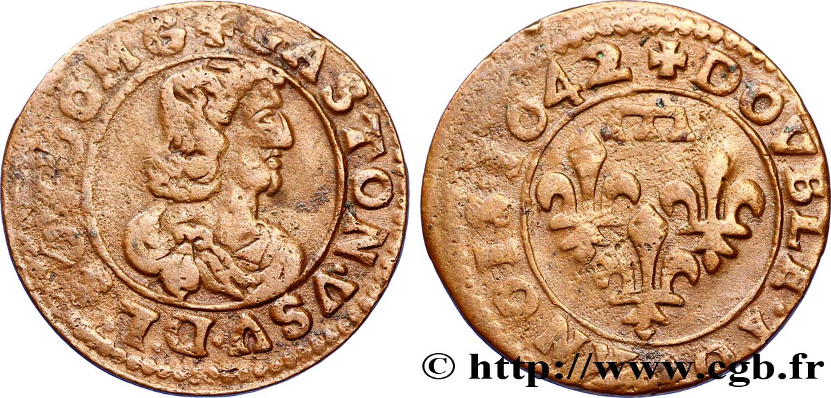 PRINCIPAUTY OF DOMBES - GASTON OF ORLEANS Double tournois, type 16 fSS