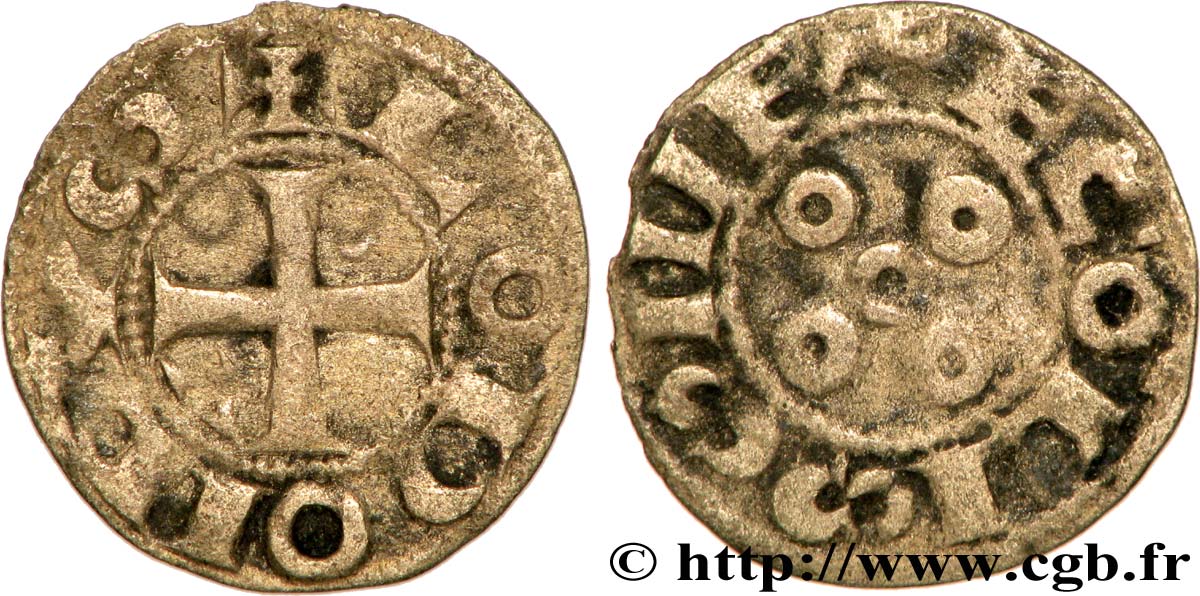 ANGOUMOIS - COUNTY OF ANGOULÊME, in the name of Louis IV called  d Outremer  or  Transmarinus  (936-954) Denier anonyme VF
