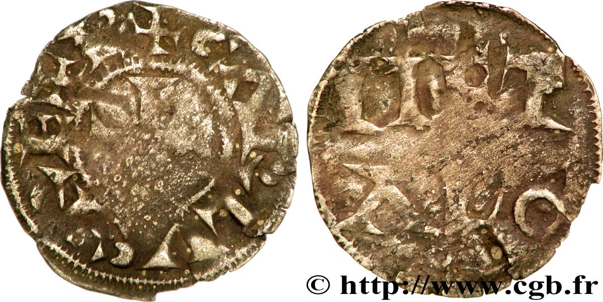 POITOU - COUNTY OF POITOU - COINAGE IMMOBILIZED IN THE NAME OF CHARLES II THE BALD Denier F