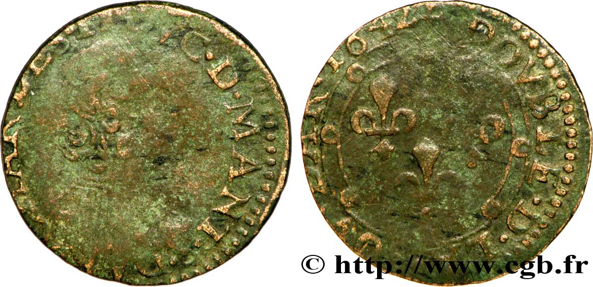 ARDENNES - PRINCIPAUTY OF ARCHES-CHARLEVILLE - CHARLES II OF GONZAGUE Double tournois, type 23 F