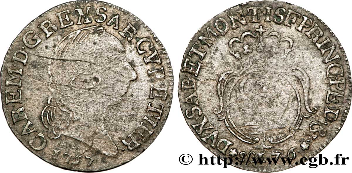 SAVOY - DUCHY OF SAVOY - CHARLES-EMMANUEL III 7 sols de demi (soldi 7.6) VF
