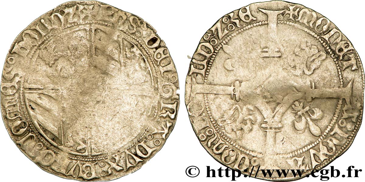 HOLLAND - COUNTY OF HOLLAND - PHILIP THE GOOD (BAILIF AND HEIR) Double gros dit  Vierlander  VF